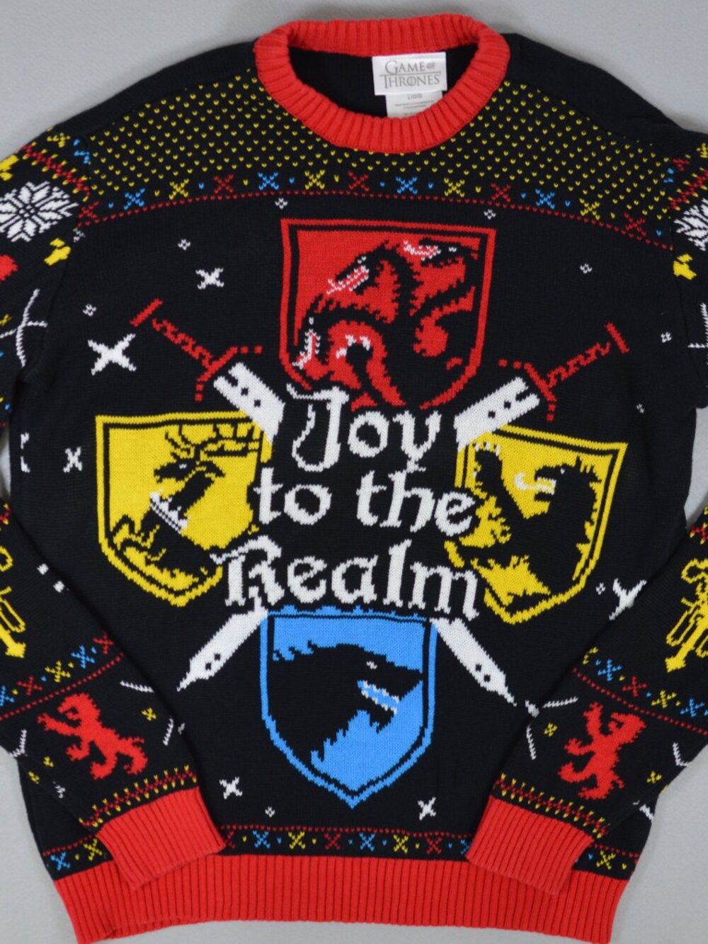 🐉 Game of Thrones Ugly Christmas Sweater Joy to the Realm L - Picture 4 of 11